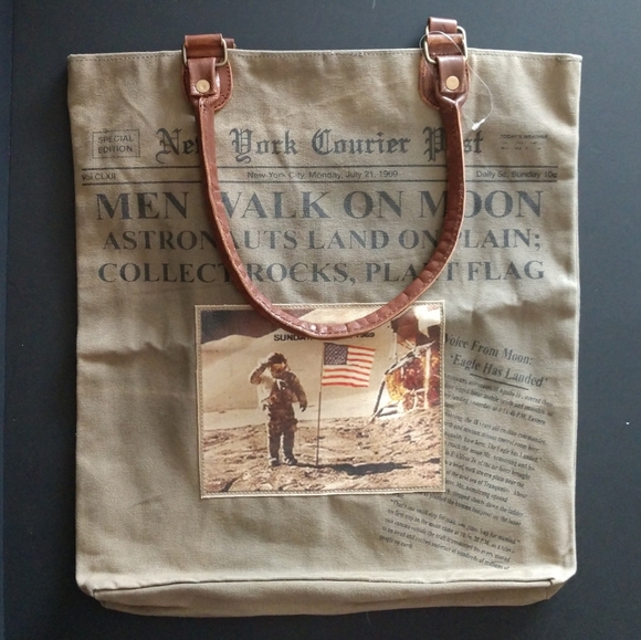 NWOT Canvas Unisex Artsy Shopper Tote Bag 16"-14" - Picture 6 of 14